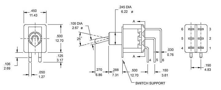 紅色兩檔鈕子開關TS8-202C4   