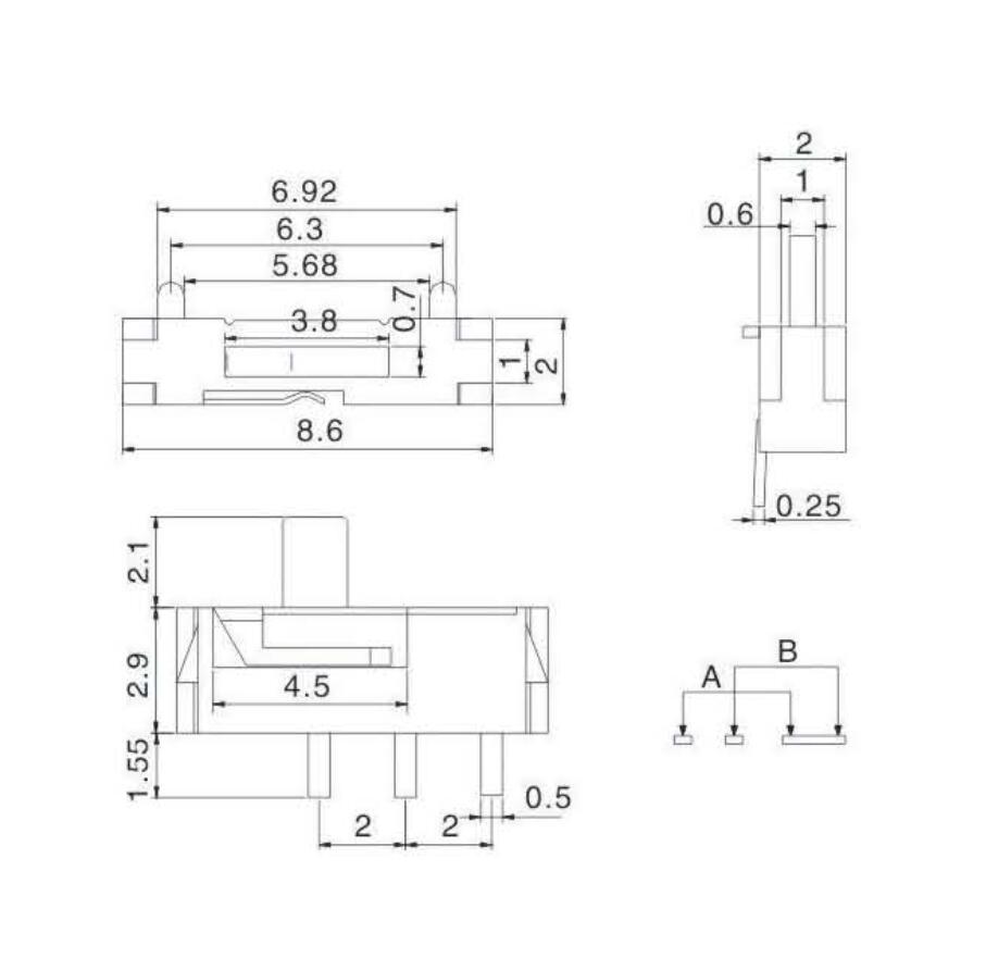 三腳撥動開關規格書