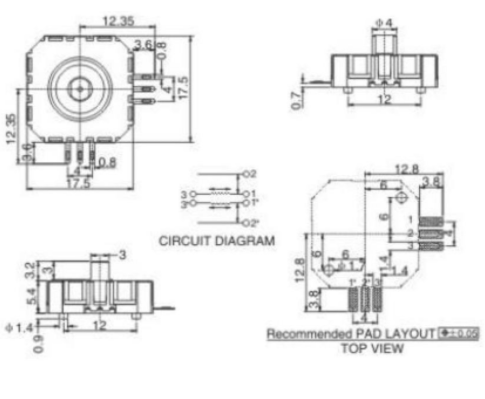五向開關尺寸圖