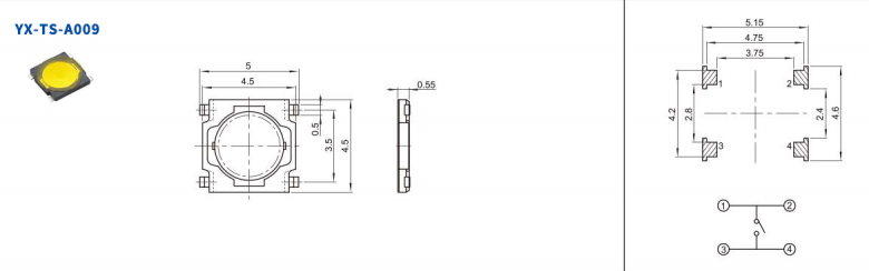 5*5輕觸開關電路圖 5*5輕觸開關電路圖
