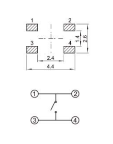 YX-TS-A006,四腳貼片小型輕觸開關電路圖 YX-TS-A006,四腳貼片小型輕觸開關電路圖