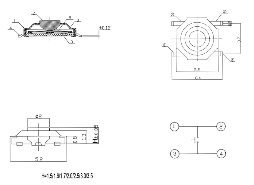 輕觸開關引腳圖 輕觸開關引腳圖