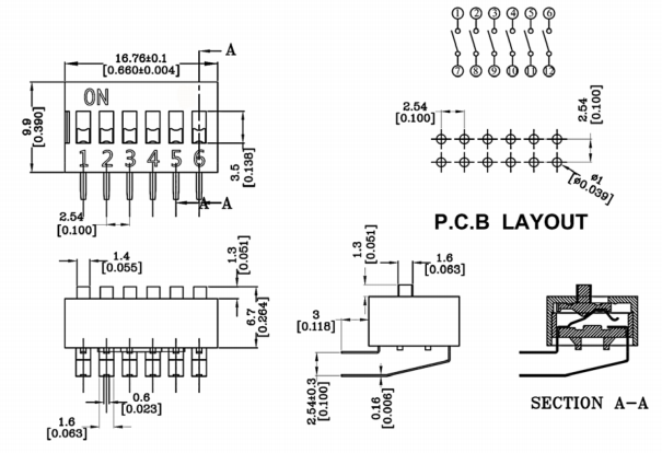 6位撥碼開關尺寸圖